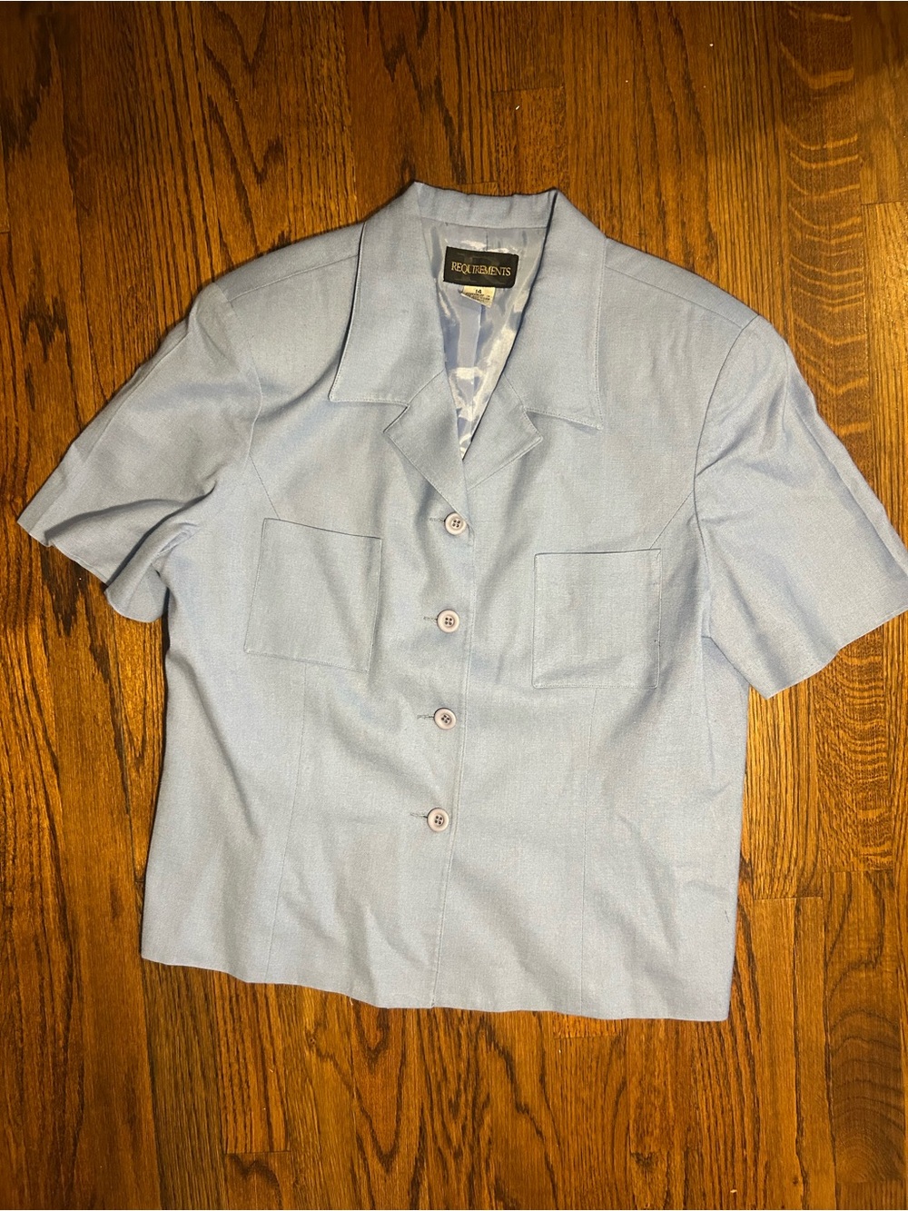 Vintage Kasper Seprates Light Blue Short-Sleeve Jacket.
